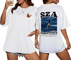 Oversize T-Shirts Album  Singer S-Z-A Short Sleeve Cotton T-Shirt ood Days Graphic T-Shirt for Womens & Mens Unisex