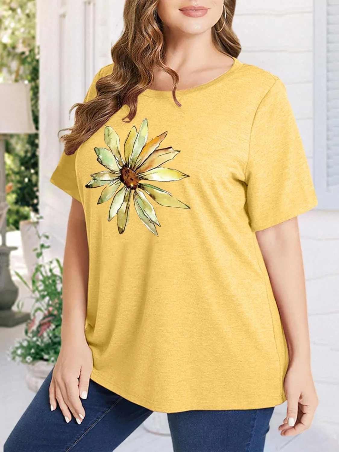 Plus Size Tshirts for Women Graphic Tees Summer Casual Tops Loose Cute Trendy Clothes Tee Shirt