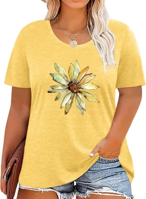 Plus Size Tshirts for Women Graphic Tees Summer Casual Tops Loose Cute Trendy Clothes Tee Shirt