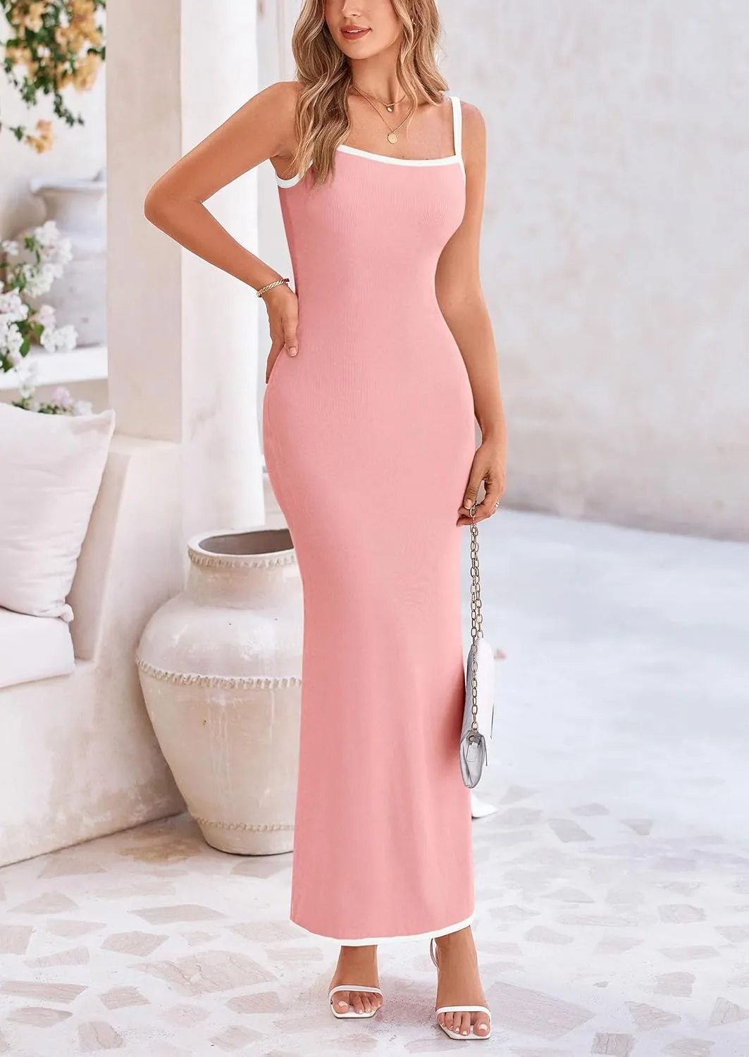 PRETTYGARDEN Spring Dresses for Women 2025 Summer Resort Wear Sexy Bodycon Sundress Spaghetti Strap Vacation Maxi Dress