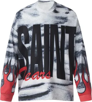 Saint Vintage Long Sleeve Crewneck Graphic Tee Casual Streetwear Oversized Pullover Fashion Top