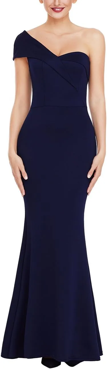 SEBOWEL Women's Sexy Off The Shoulder Bodycon Bow Applique Evening Gown Party Maxi Dress