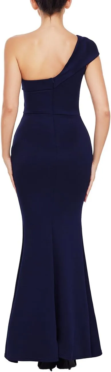 SEBOWEL Women's Sexy Off The Shoulder Bodycon Bow Applique Evening Gown Party Maxi Dress