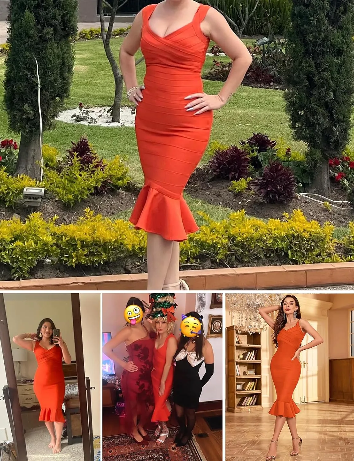 Shoulder Strap Sleeveless Fishtail Midi Bandage Dress for Women Bodycon Club Party Evening Dresses