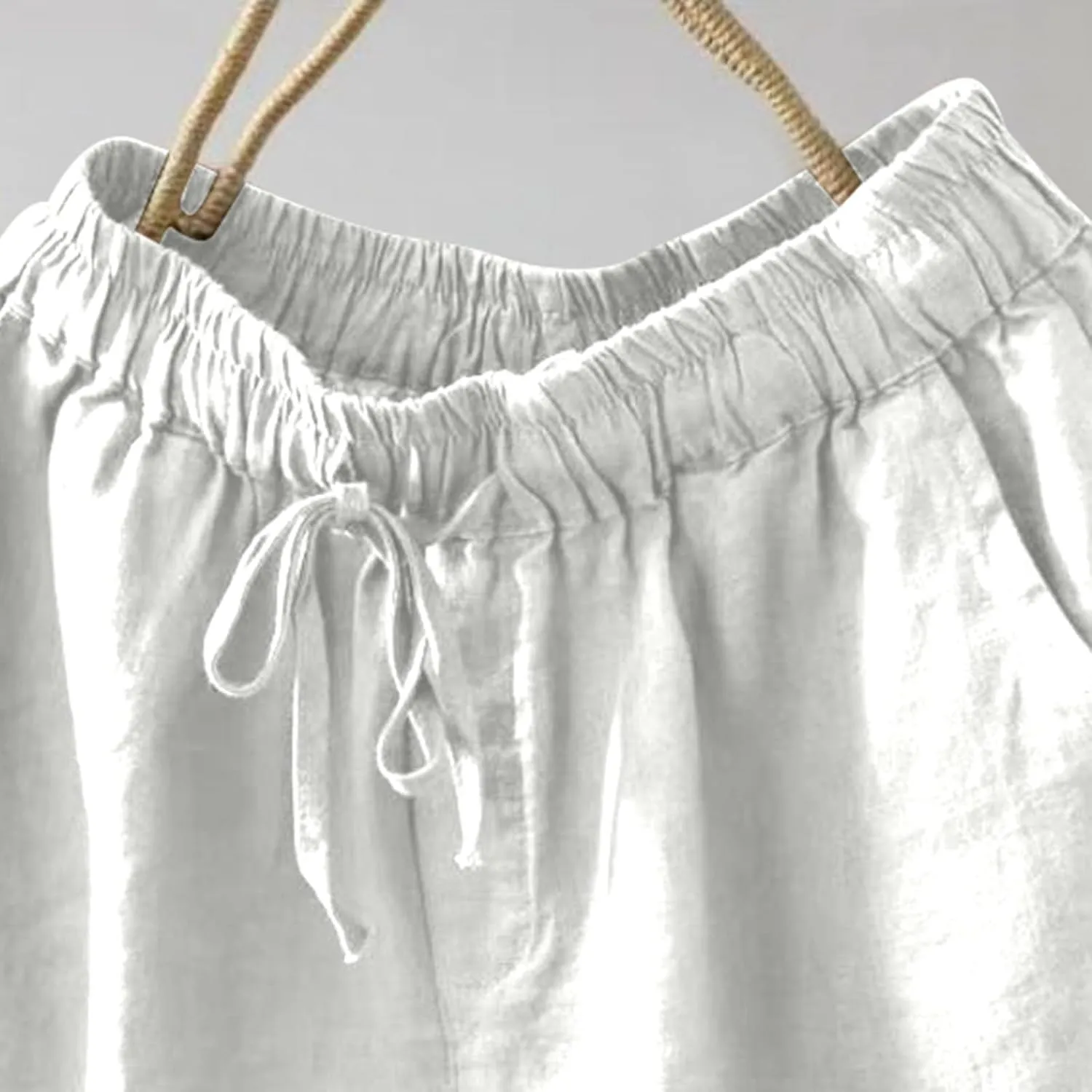 Summer Beach Shorts for Women High Waisted Flowy Lounge Shorts Drawstring Wide Leg Short Linen Pants Cruise Outfits