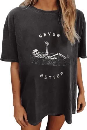 Summer Y2k Tops for Womens, Casual Vintage Short Sleeve T-Shirt, Girls Oversize Loose Round Neck Elastic Tee