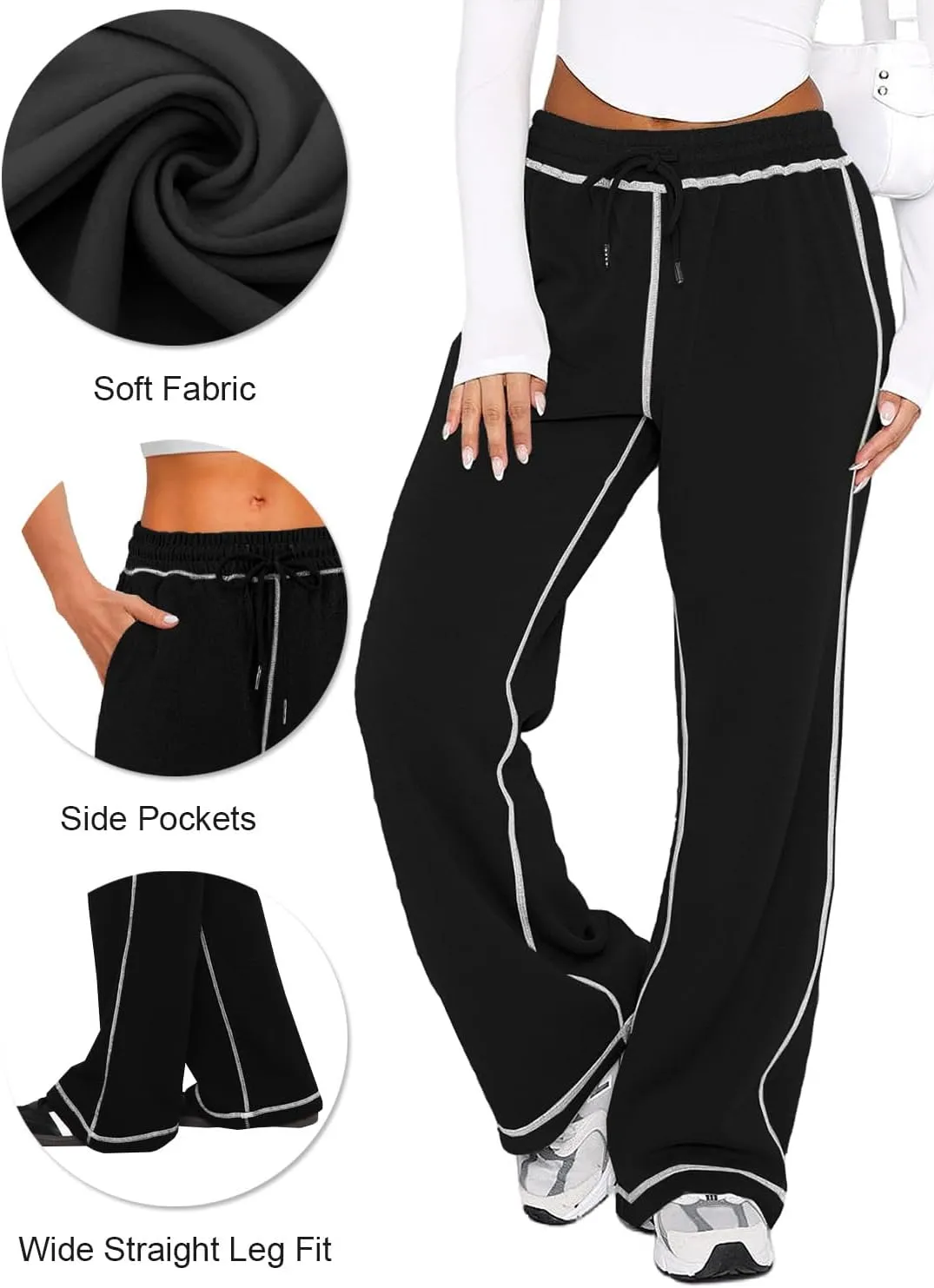 Track Pants Women Sweatpants Soft Jogging Straight Pajama Sweats Wide Leg Sweatpants Women Lounge Pants Joggers