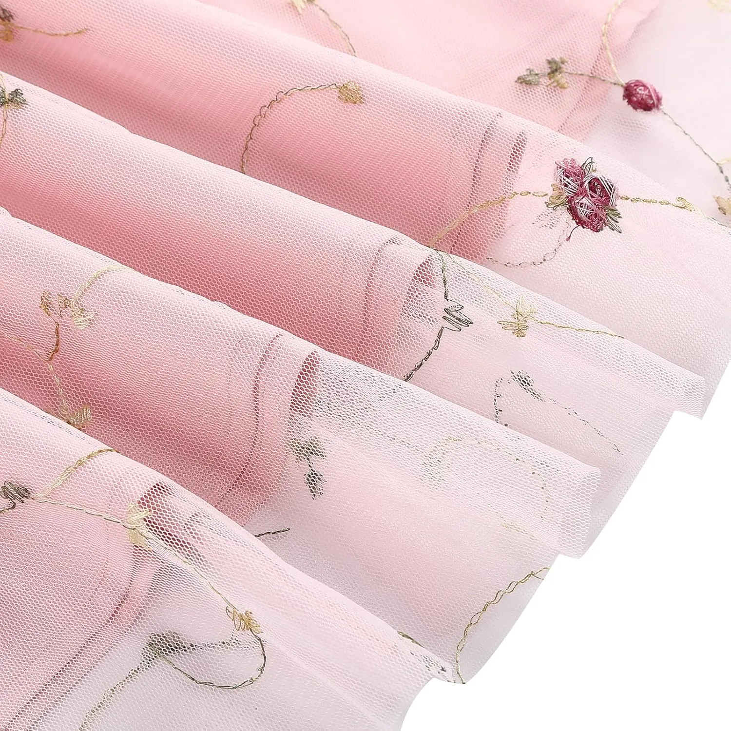 Tulle Embroidery Floral Dress for Women Sleeveless Mesh Flower Embroidered Tulle Prom Dress Summer Wedding Tea Party Dress