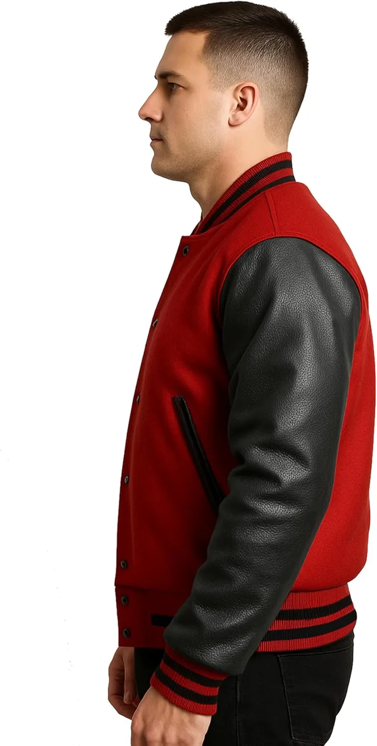 Unisex Women/Mens Varsity Letterman Jacket | College Baseball High School Bomber Wool   Faux Leather Jacket