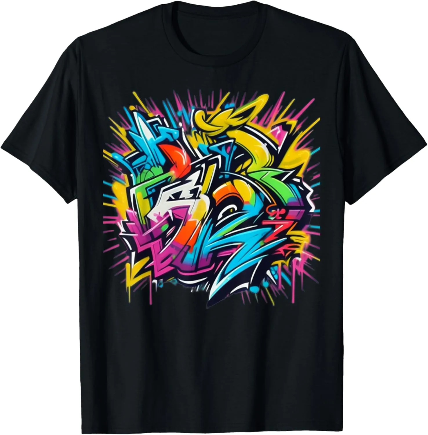 Vibrant Urban Designs with Explosion Abstract Graffiti Art T-Shirt