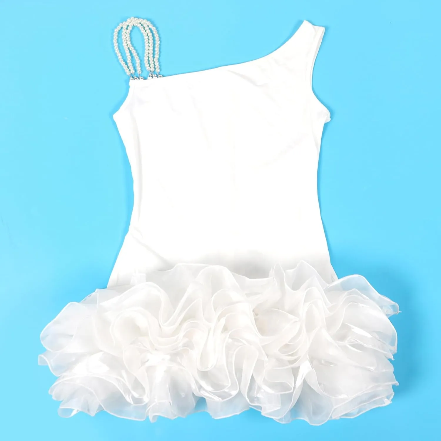 Voghtic Women's Sexy Mini Club Party Dress Ruffle Hem Sleeveless Off-Shoulder Bodycon Short Dresses