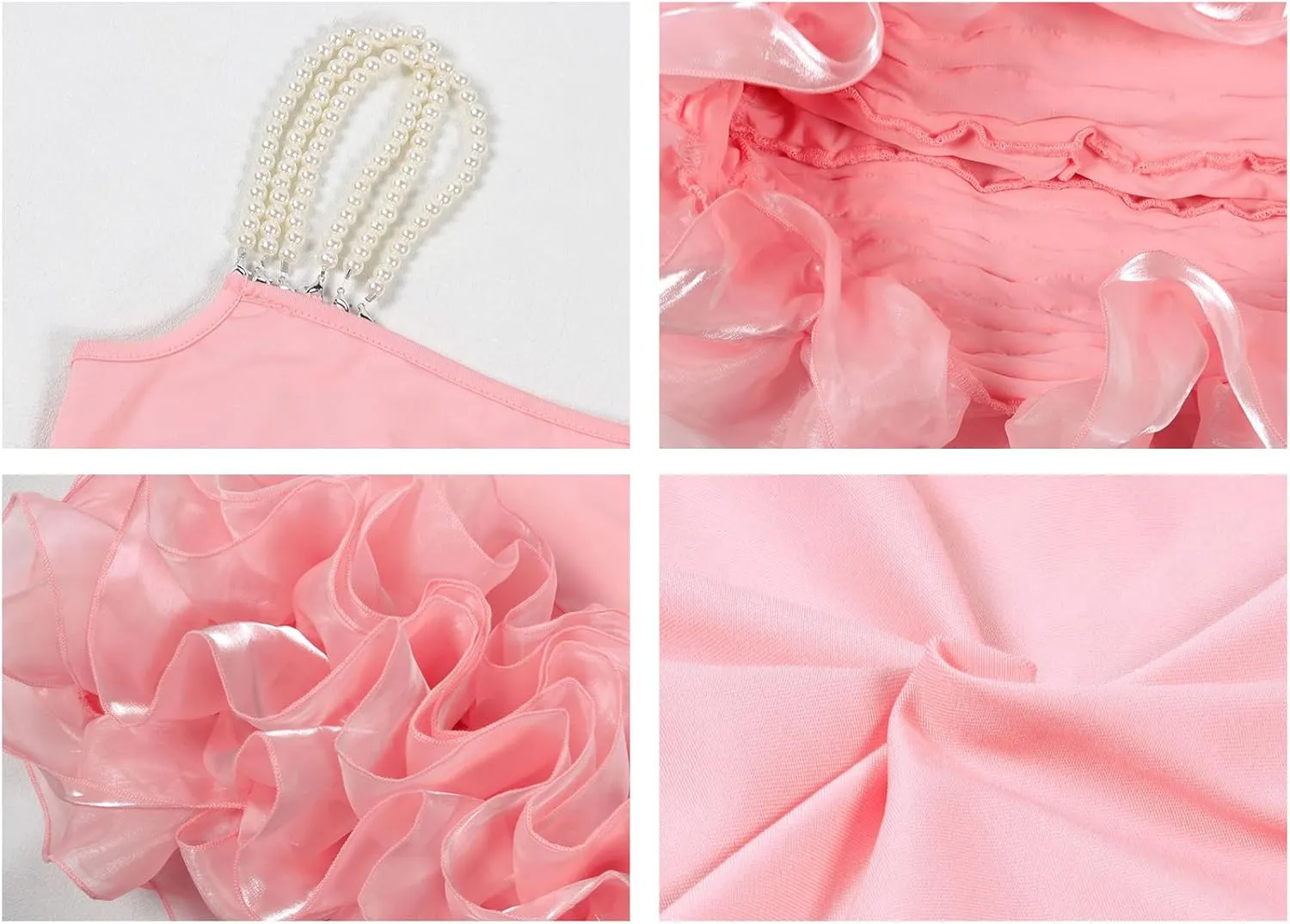 Voghtic Women's Sexy Mini Club Party Dress Ruffle Hem Sleeveless Off-Shoulder Bodycon Short Dresses