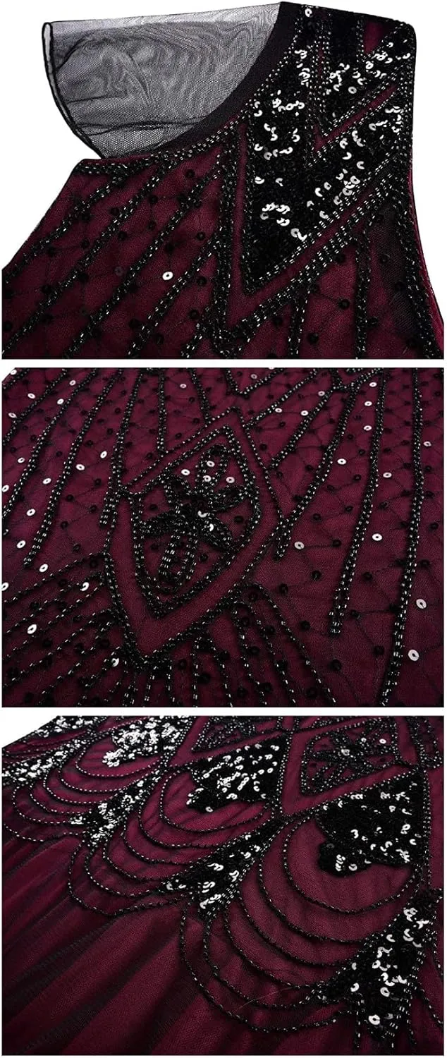 Women Evening Dress 1920s Flapper Cocktail Mermaid Plus Size Formal Gown with Long Gloves