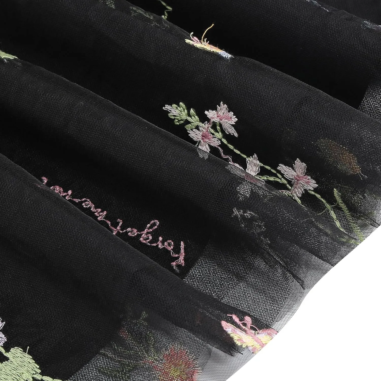 Women Half Sleeve Flower Embroidery Tulle Prom Dress Formal Party Gown Wrap V Neck Flare A Line Wedding Guest Cocktail Dress