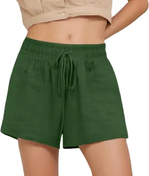 Women Plus Size Summer Shorts Drawstring High Waisted Casual Shorts Pull on Baggy Short Lounge Pants with Pockets