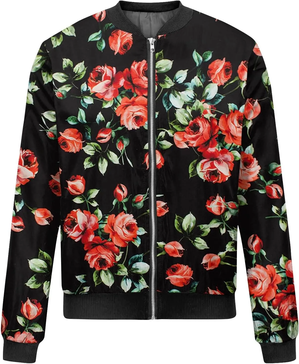 Women's Casual Bomber Jacket Lightweight Windbreaker Jackets Long Sleeve Windproof Spring Fall Jackets with Pockets