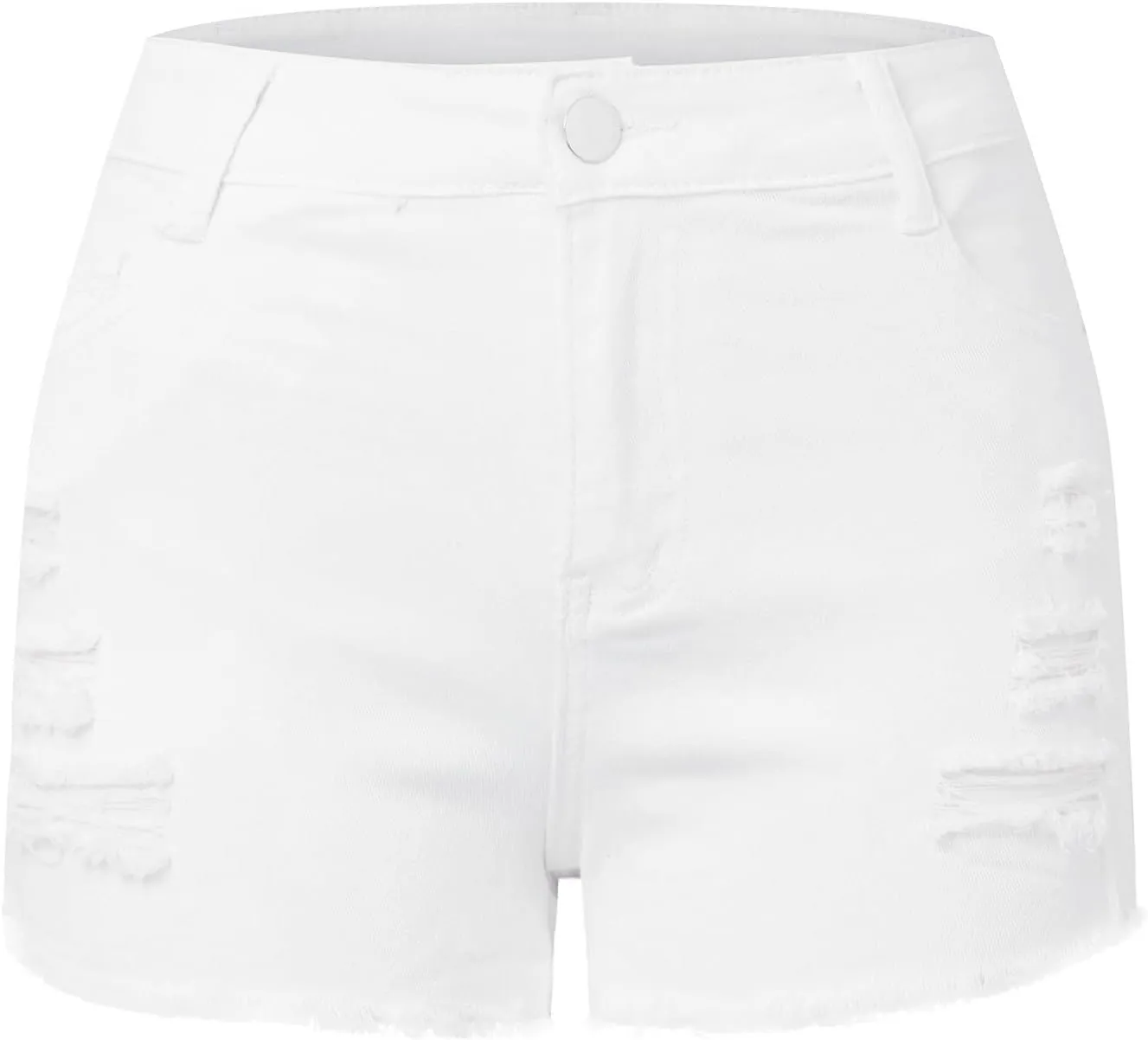 Women's Denim Shorts Mid Rise Ripped Distressed Jean Shorts Cut Off Stretchy Jeans Frayed Raw Hem Casual Short Pants