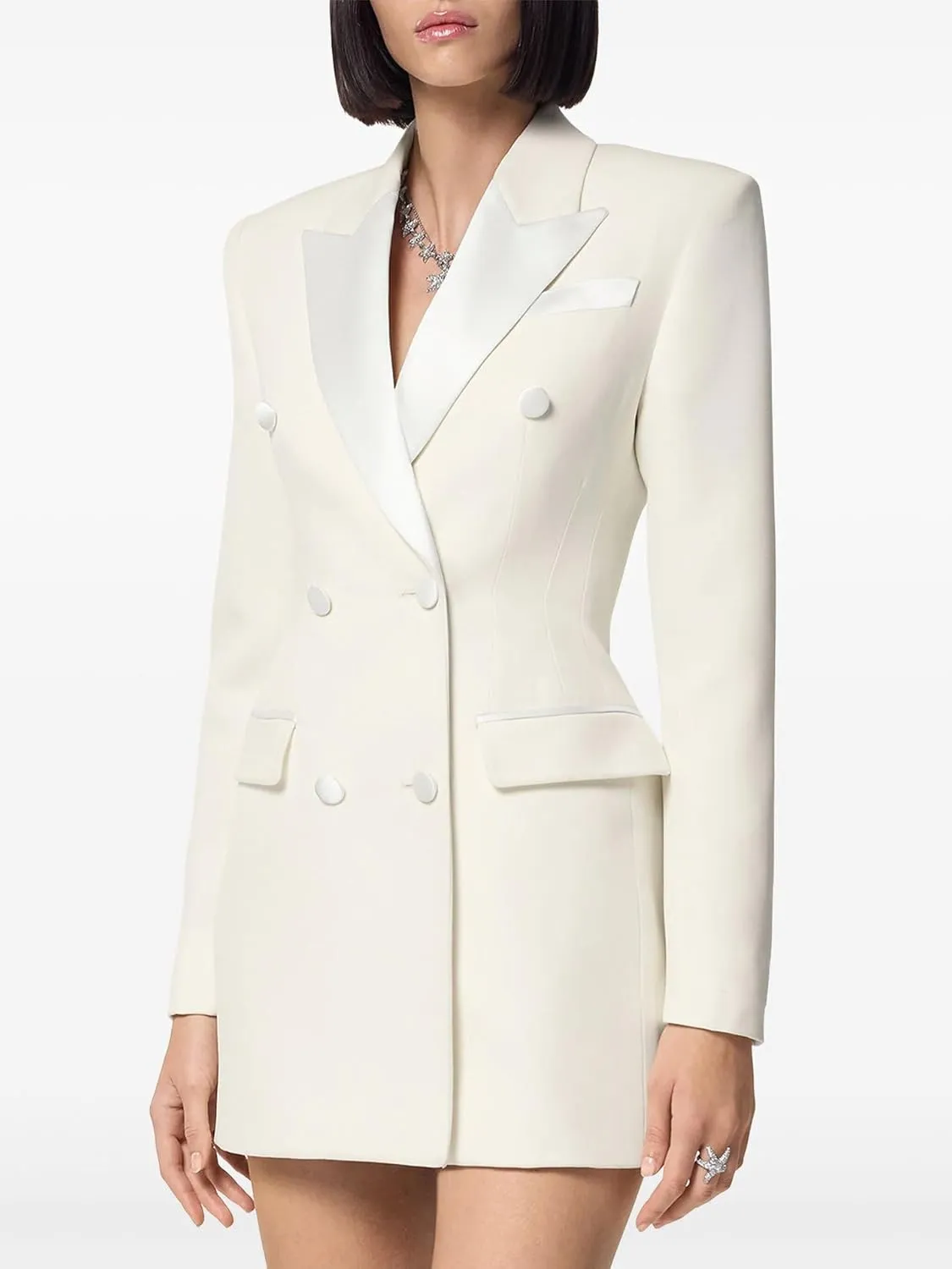 Women's Double Breasted Blazer Formal Dinner Peak Lapel Suit Jacket