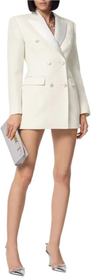 Women's Double Breasted Blazer Formal Dinner Peak Lapel Suit Jacket