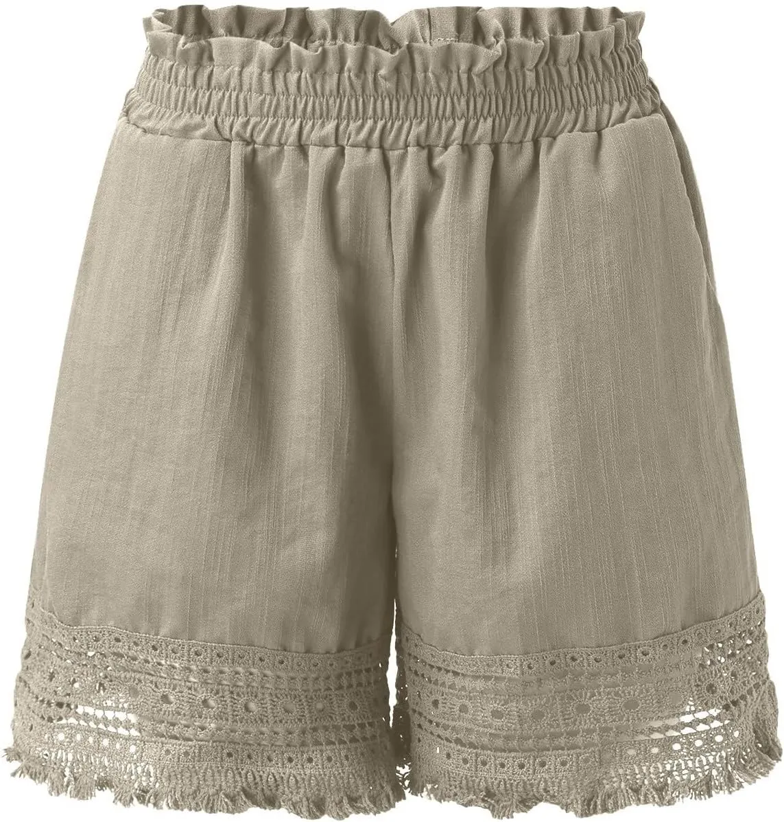 Women's Shorts Drawstring High Waist Cotton Shorts Pull on Hiking Cargo Shorts Cotton Wide Leg Pants Ropa Deportiva