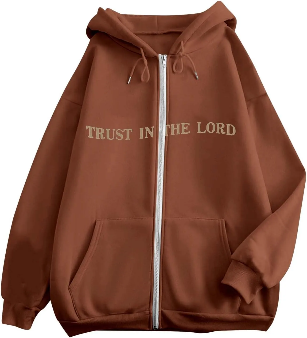 Zip Up Trust In The Lord Hoodies Anime for Women Y2K Fleece Lined Drawstring with Hood Jackets 2024 Thin Graphic Tops